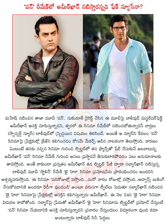 mahesh babu,mahesh 1 nenokkadine,1nenokkadine,aamir khan,aamir khan interested in 1-nenokkadine,aamir khan pramoting salmankhan jai ho,salmankhan,jai ho,jai ho release date,chiranjeevi stalin,stalin remake in hindi,  mahesh babu, mahesh 1 nenokkadine, 1nenokkadine, aamir khan, aamir khan interested in 1-nenokkadine, aamir khan pramoting salmankhan jai ho, salmankhan, jai ho, jai ho release date, chiranjeevi stalin, stalin remake in hindi, 